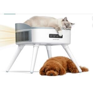 HomeRunPet 2-in-1 Pet Safe Space Heater w/ Heated Cat Bed 1300W Ceramic Heat